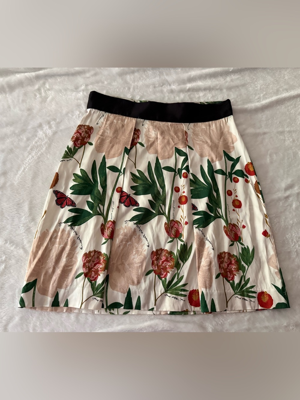 H&M Pleated Vibrant Botanical Pattern Script Detailing Skirt 10